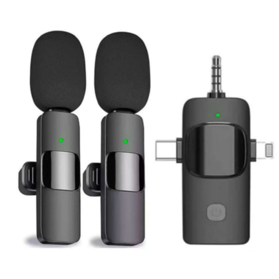 MICROFONO INALAMBRICO DE  SOLAPA 3 EN 1 PARA CELULAR
